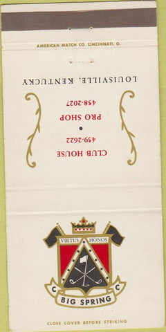 Matchbook Cover - Big Spring Country Club Louisville KY 30 Strike