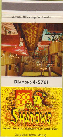 Matchbook Cover - Shadows San Mateo CA 30 Strike