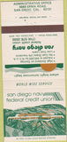 Matchbook Cover - San Diego Navy Credit Union CA 30 Strike