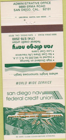 Matchbook Cover - San Diego Navy Credit Union CA 30 Strike