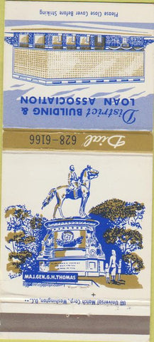 Matchbook Cover - District Loan Building Assoc Washington DC 30 Strike