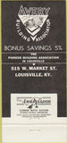 Matchbook Cover - Averying Building Association Louisville KY 30 Strike