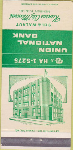 Matchbook Cover - Union National Bank Kansas City MO 30 Strike