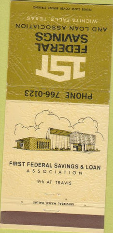 Matchbook Cover - 1st Federal Savings Loan Wichita Falls TX 30 Strike