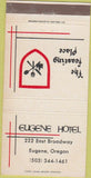 Matchbook Cover - Eugene Hotel Eugene OR 30 Strike