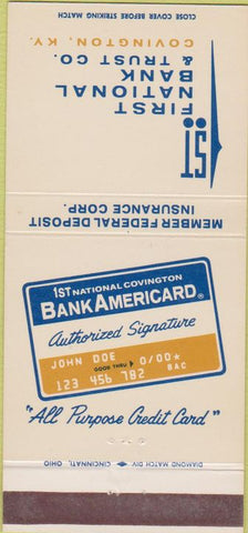 Matchbook Cover - 1st National Bank Covington KY Bank Americard 30 Strike