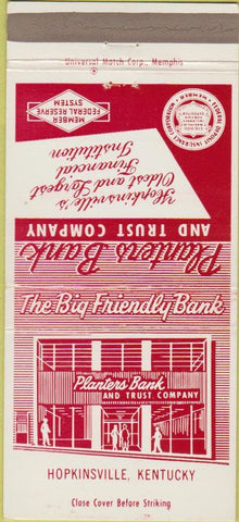 Matchbook Cover - Planters Bank Trust Hopkinsville KY 30 Strike