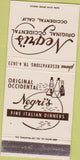 Matchbook Cover - Negri's Italian Restaurant Occidental CA white 30 Strike