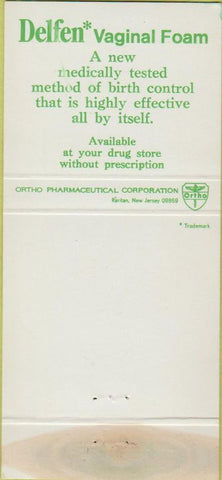 Matchbook Cover - Delfen Vaginal Foam WEAR women's health 30 Strike