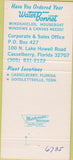 Matchbook Cover - Water Bonnet Boat Tops Windshields Casselberry FL 30 Strike