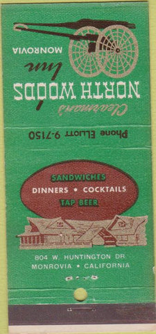 Matchbook Cover - Clearman's North Woods Monrovia CA 30 Strike