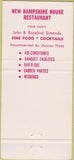 Matchbook Cover - New Hampshire House Restaurant Convent Station NJ 30 Strike