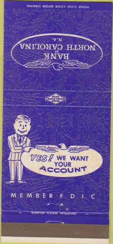 Matchbook Cover - Bank of North Carolina 30 Strike