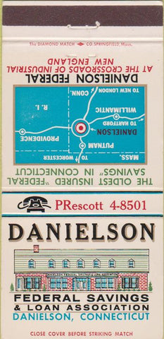 Matchbook Cover - Danielson Federal Savings and Loan CT 30 Strike