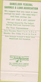 Matchbook Cover - Danielson Federal Savings and Loan CT 30 Strike
