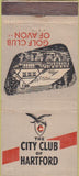 Matchbook Cover - City Club of Hartford CT Chevrolet WEAR 30 Stick