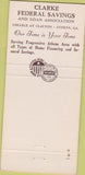 Matchbook Cover - Clarke Federal Savings Athens GA 30 Strike