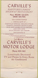 Matchbook Cover - Carville's Restaurant Union Wilson CT WEAR 30 Strike
