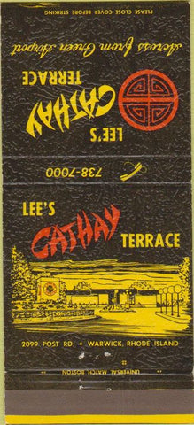 Matchbook Cover - Lee's Cathay Terrace Warwick RI 30 Strike