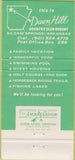 Matchbook Cover - Dawn Hill Country Club Siloam Springs AR WEAR 30 Strike