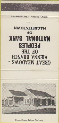 Matchbook Cover - Peoples National Bank Hackettstown NJ EAR 30 Strike