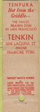 Matchbook Cover - Tenkin Restaurant San Francisco CA Midget