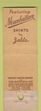 Matchbook Cover - Zablo New York City men's clothes Midget