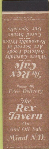 Matchbook Cover - Rex Tavern Minot ND SAMPLE Midget