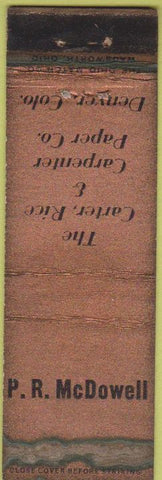 Matchbook Cover - Carter Rice Carpenter paper Denver CO WEAR Midget
