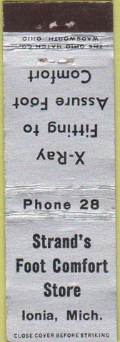 Matchbook Cover - Strand's Foot Comfort Store Ionia MI Midget
