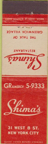 Matchbook Cover - Shina's New York City Midget
