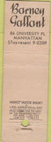 Matchbook Cover - Barney Gallant Manhattan New York City Midget