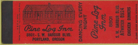 Matchbook Cover - Pine Log Inn Portland OR SAMPLE Midget