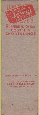 Matchbook Cover - Jewel Shortening SAMPLE Midget