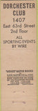 Matchbook Cover - Dorchester Club New York City Midget