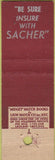 Matchbook Cover - Sacher Insurance Hartford CT Midget