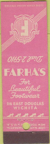 Matchbook Cover - Farha's Shoes Wichita KS Midget