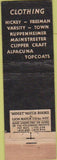Matchbook Cover - H Strauss clothes Elmira NY Midget