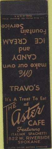 Matchbook Cover - Aster Cafe Spokane WA SAMPLE Midget