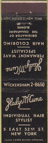 Matchbook Cover - Gladys McCune Hair Salon New York City Midget