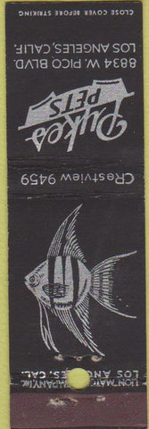 Matchbook Cover - Pykes Pets Los Angeles CA fish Midget