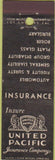 Matchbook Cover - Insurance United Pacific Midget