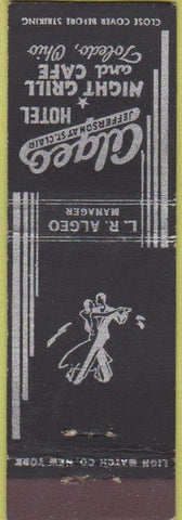 Matchbook Cover - Algeo Hotel Toledo OH Midget