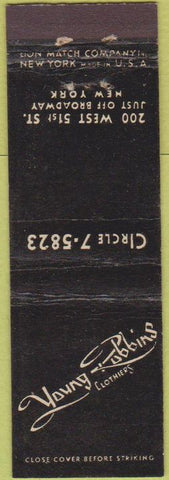 Matchbook Cover - Young Robbins Clothes New York City Midget