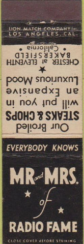 Matchbook Cover - Mr and Mrs restaurant Bakersfield CA Midget