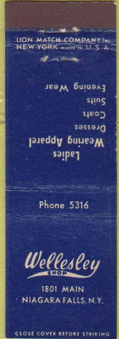 Matchbook Cover - Wellesley women's clothes Niagara Falls NY Midget