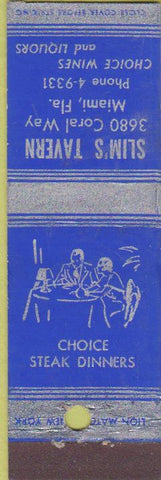 Matchbook Cover - Slim's Tavern Miami FL Midget