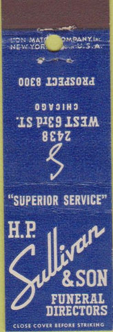 Matchbook Cover - HP Sullivan Funeral Home Chicago IL Midget