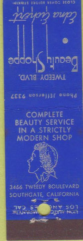 Matchbook Cover - Beauty Shoppe Southgate CA girlie Midget
