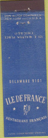 Matchbook Cover - Ile De France Restaurant Chicago IL Midget